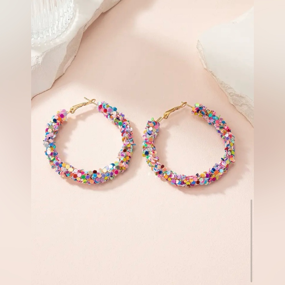 Multi Color Hoop Earrings - Picture 2 of 4